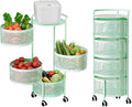 Kitchen Storage Rack 4-Tier Metal Rolling Basket Organizer - No