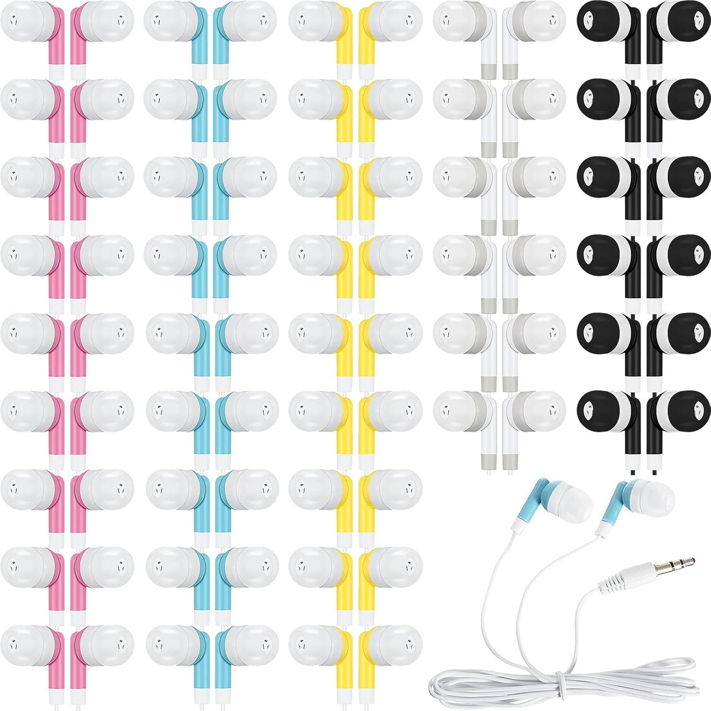 Kigeli 100 Pack Kids Bulk Earbud Headphones for Classroom Use