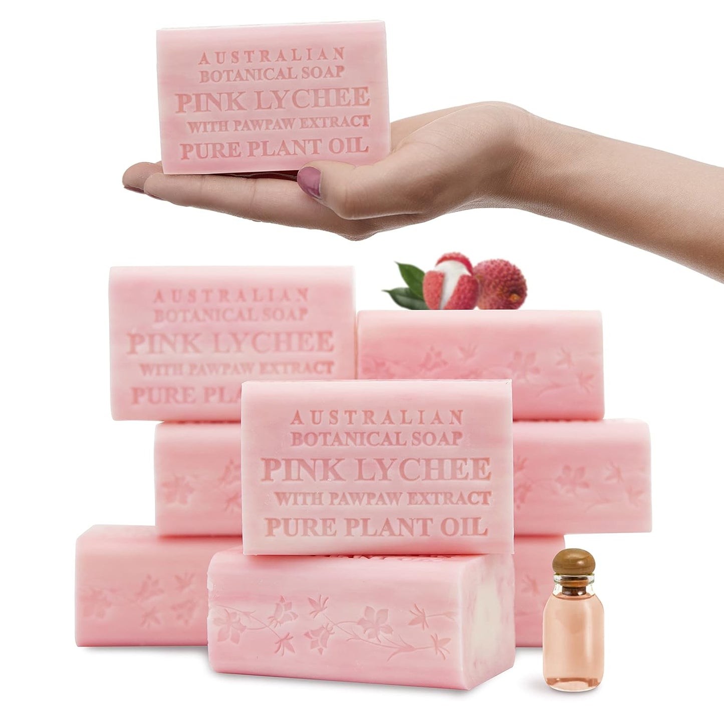 Pink Lychee Soap with Pawpaw Extract - 8 Triple Milled Bars