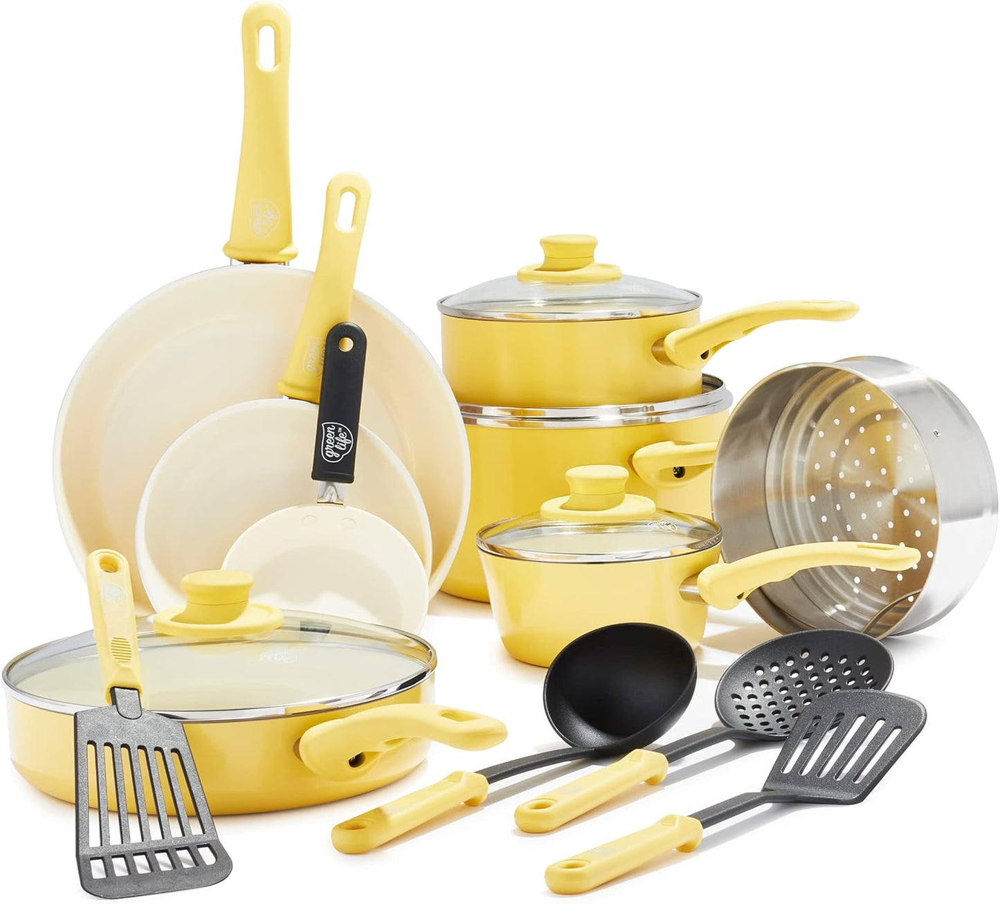 GreenLife 16 Piece Nonstick Cookware Set for Healthy Cooking