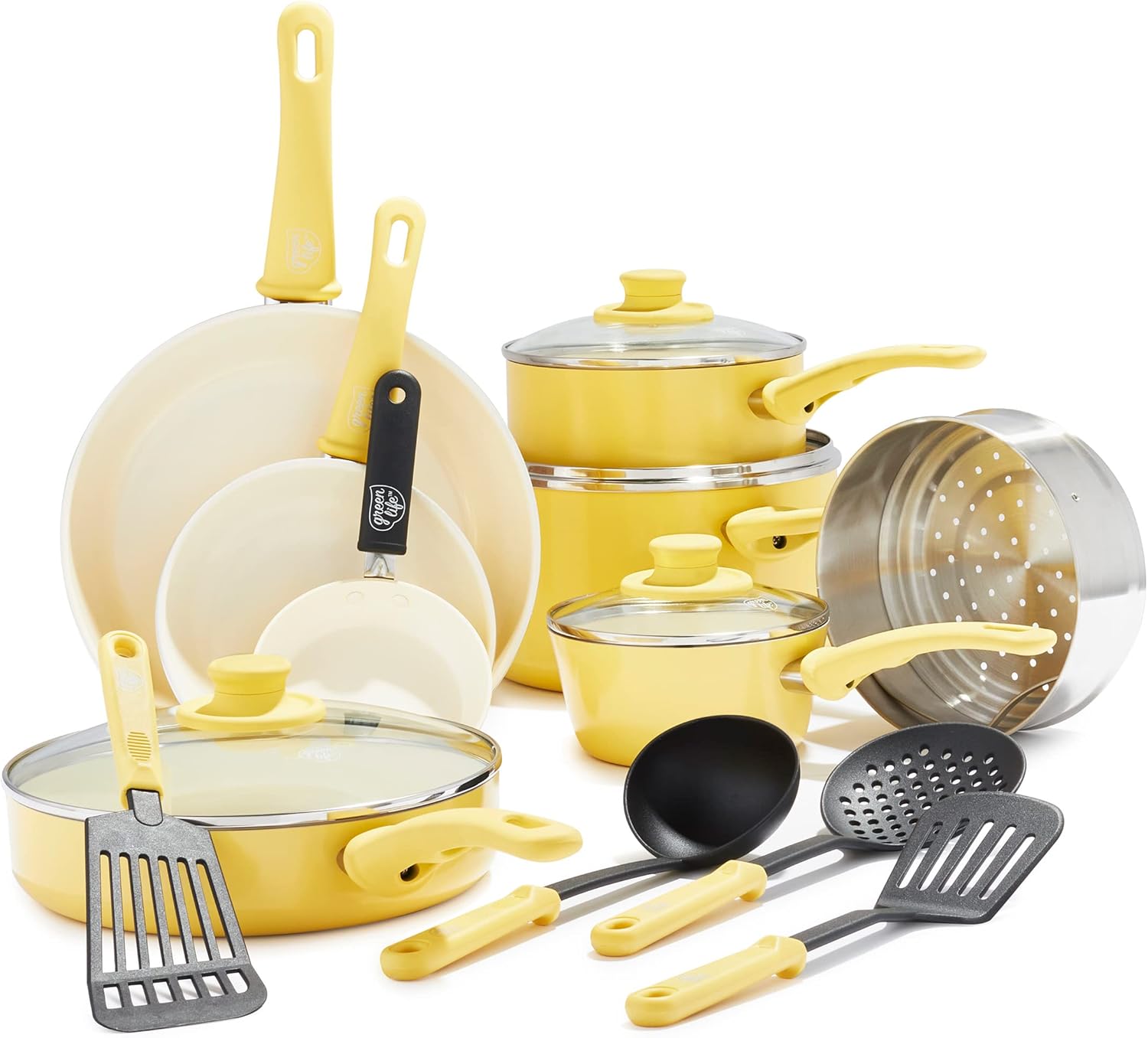 GreenLife 16 Piece Nonstick Cookware Set for Healthy Cooking