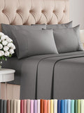 Queen Cooling Sheet Set Dark Grey - 6 Piece Deep Pocket Luxury