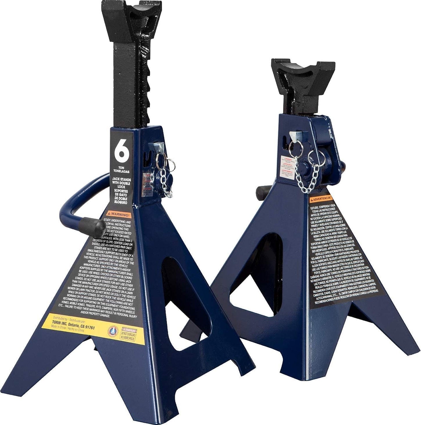 Double Locking Steel Jack Stands for Heavy Loads - 6 Ton Capacity
