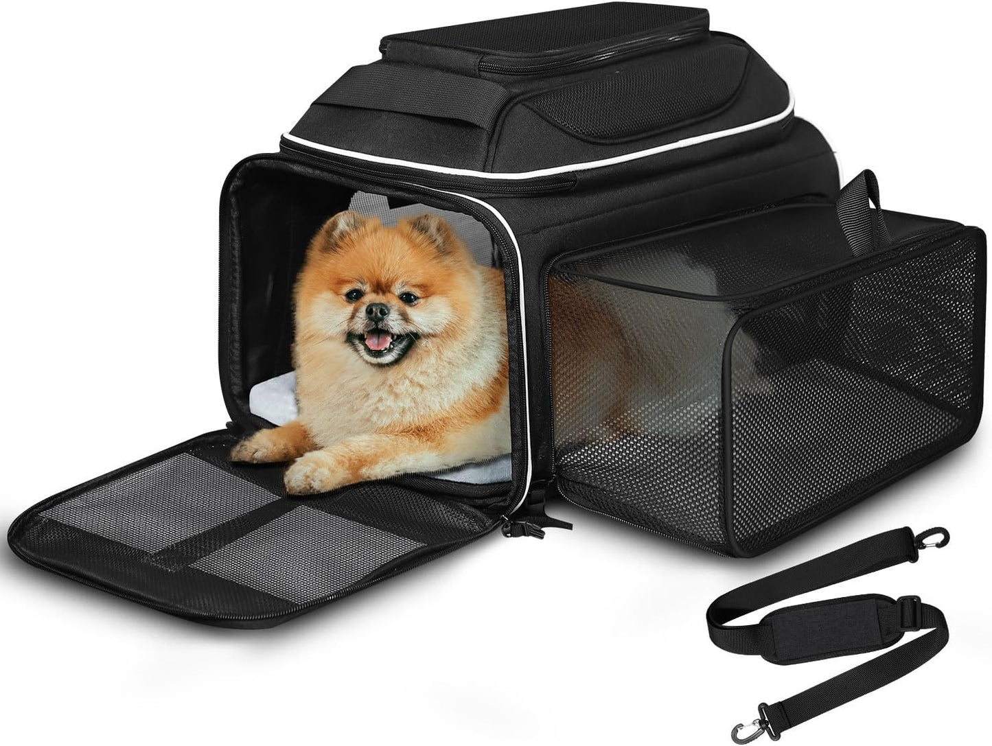Petskd Expandable Pet Carrier for Small Dogs and Cats 17x11x9.5