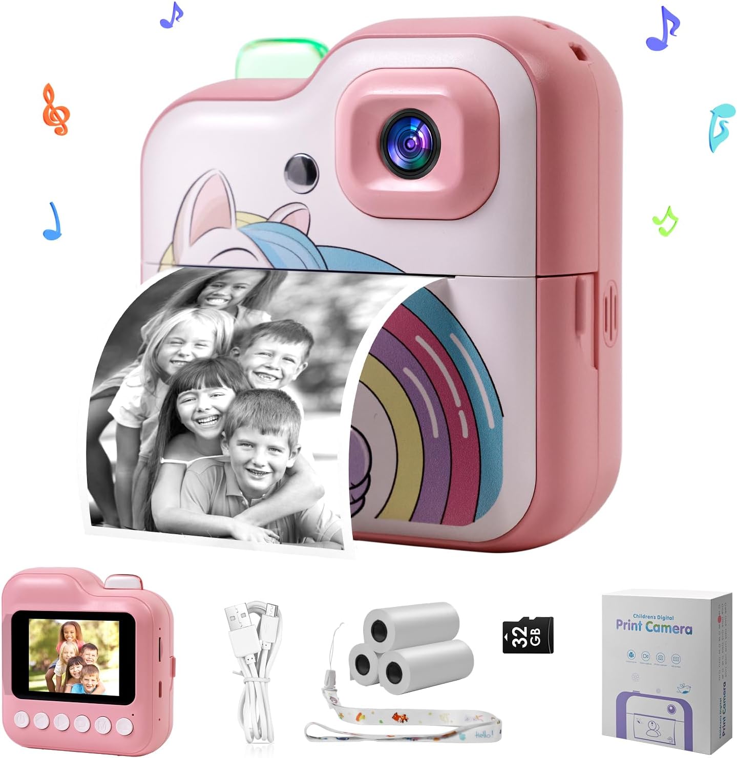 Instant Print Kids Camera 1080P Videos - Perfect Christmas Gift for Kids