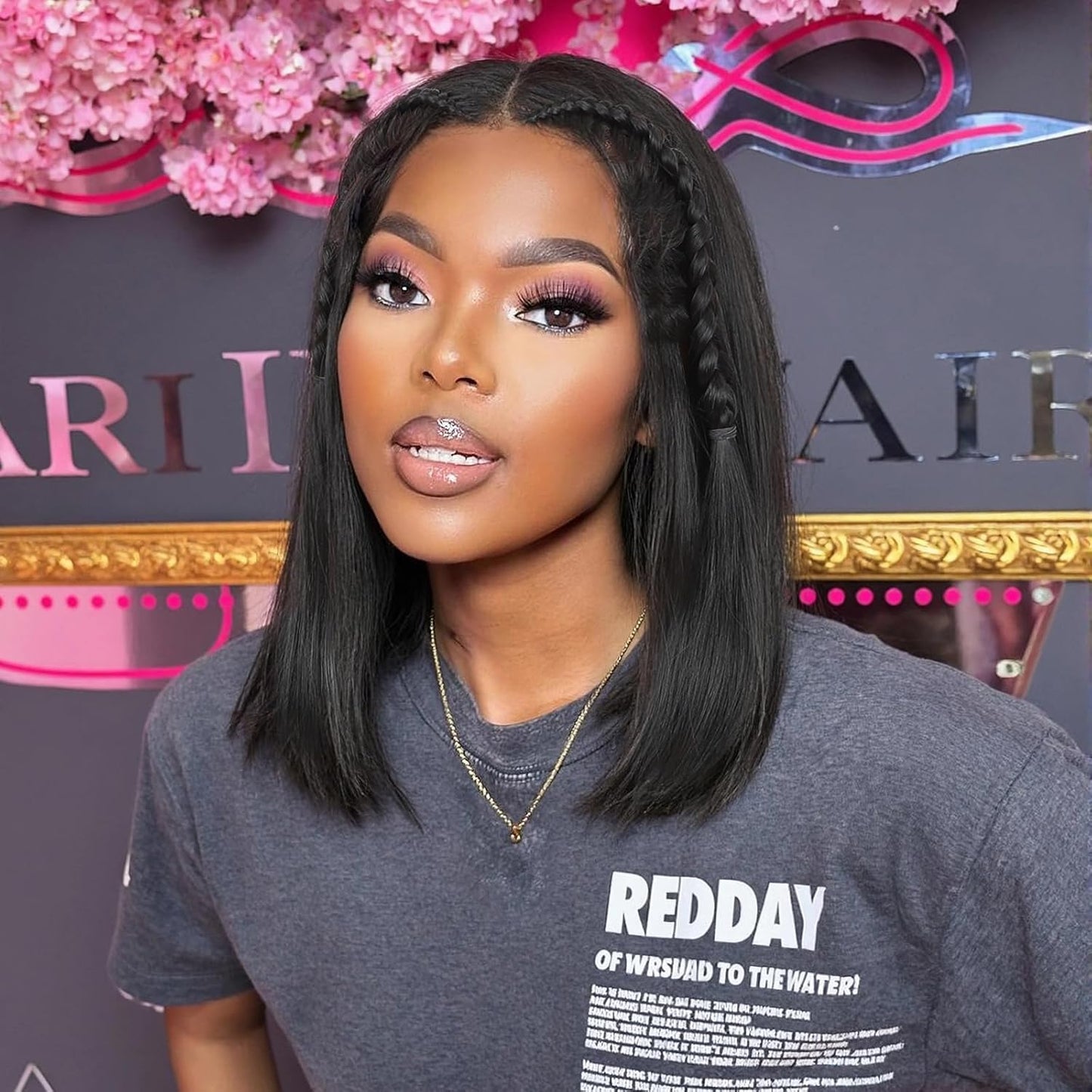 13x6 Straight Bob Lace Frontal Wigs for Black Women 14 Inch