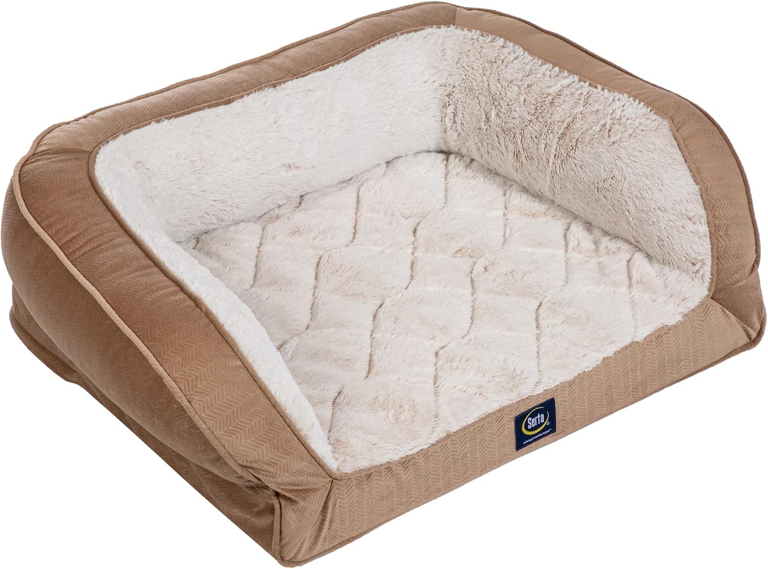 Serta Orthopedic Quilted Couch Dog Bed for Pets in Desert Sand