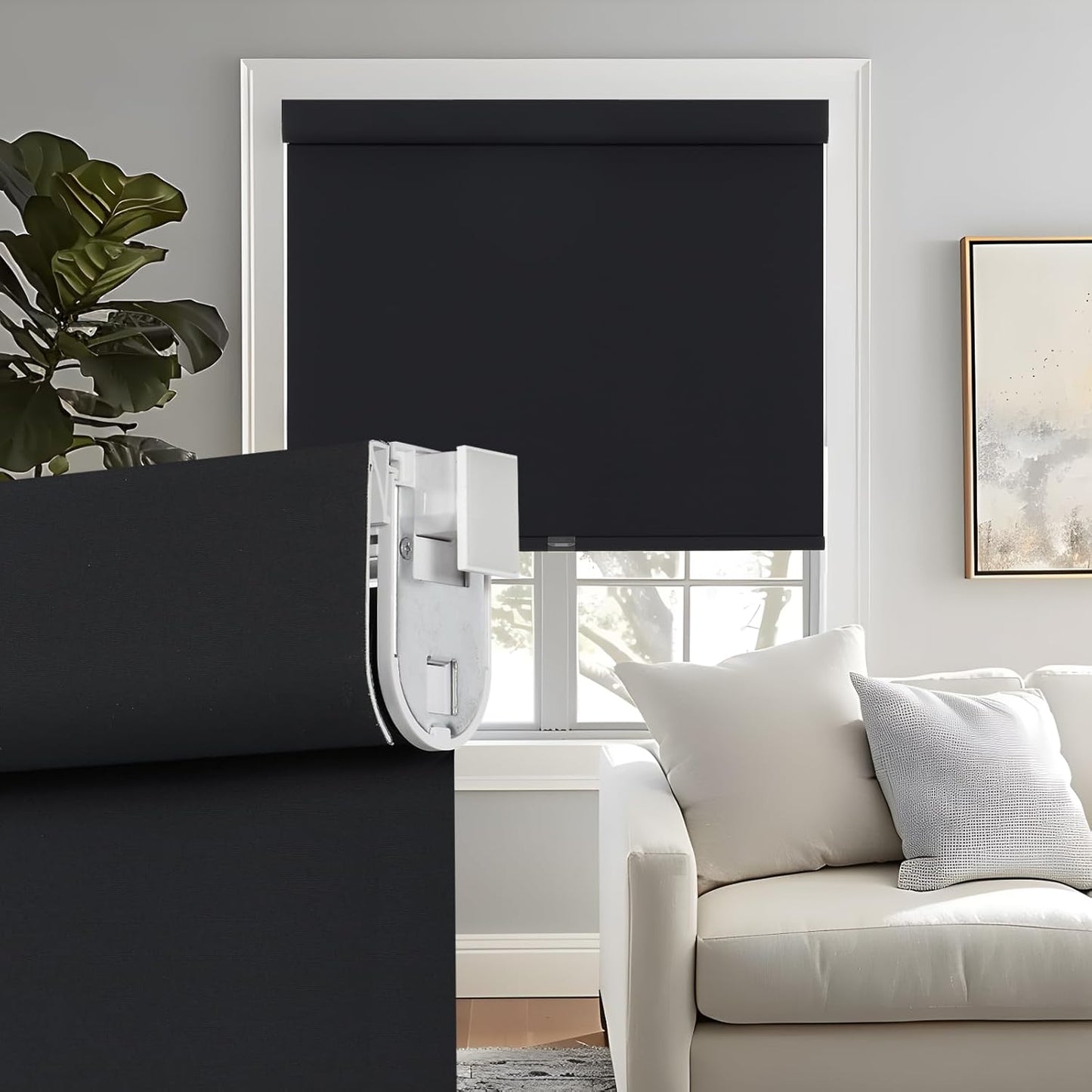 Persilux No Drill Roller Shades for Windows Blackout Blinds