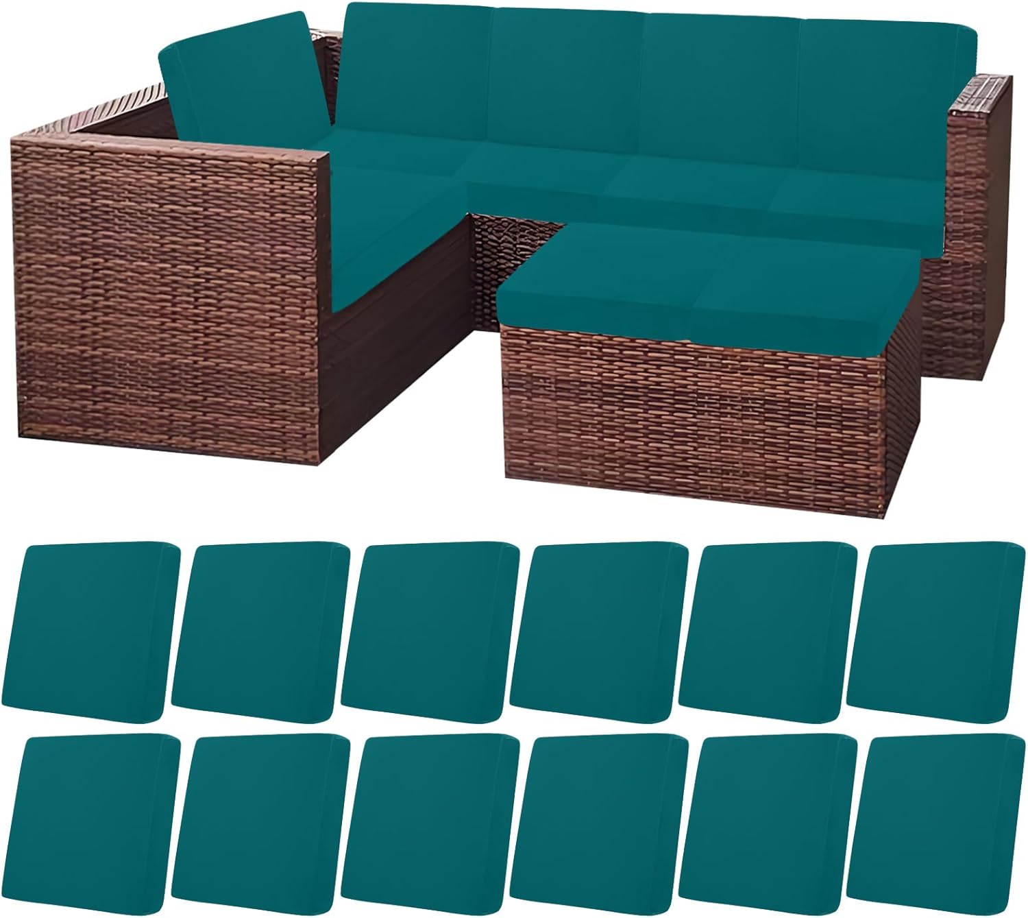 HEBE Outdoor Patio Cushion Covers Set of 12 Waterproof Stretch