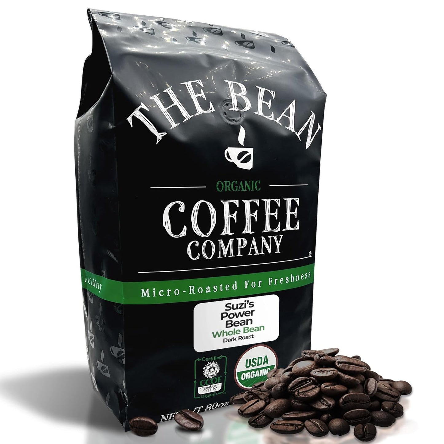 Suzi's Power Bean Dark Roast Whole Bean Coffee, 5-Pound Bag