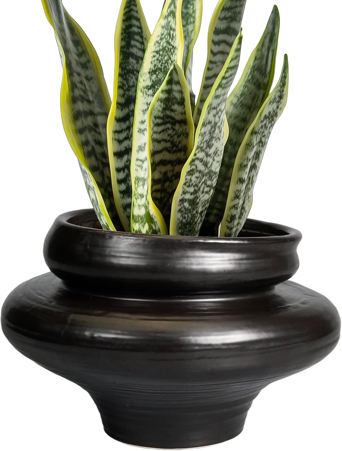 Ceramic Pots for Plants 11 Inch - Unique Black Planter Design