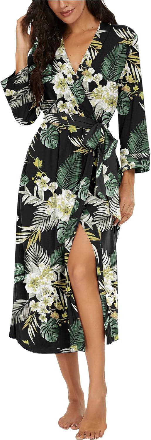 VINTATRE Women Kimono Robes Long Knit Bathrobe for Comfort