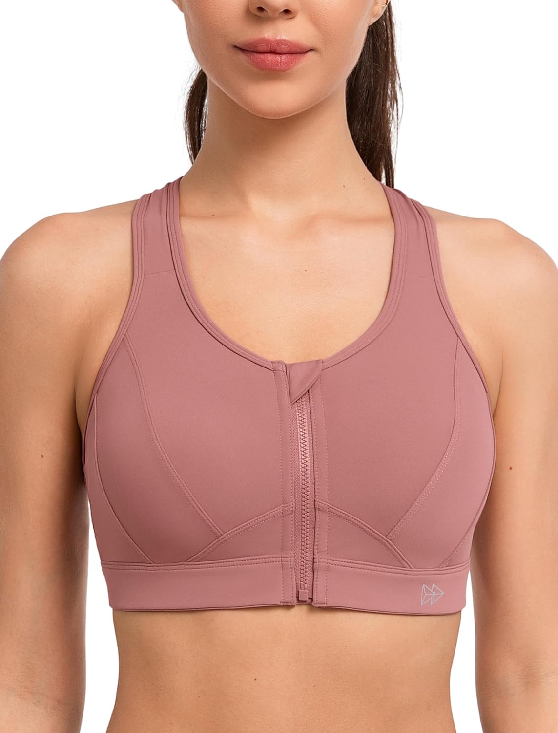 Yvette Zip Front Sports Bra - High Impact Support for Women