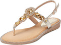 iCKER Women Rhinestone T-Strap Sandals - Sparkly Comfortable Flats