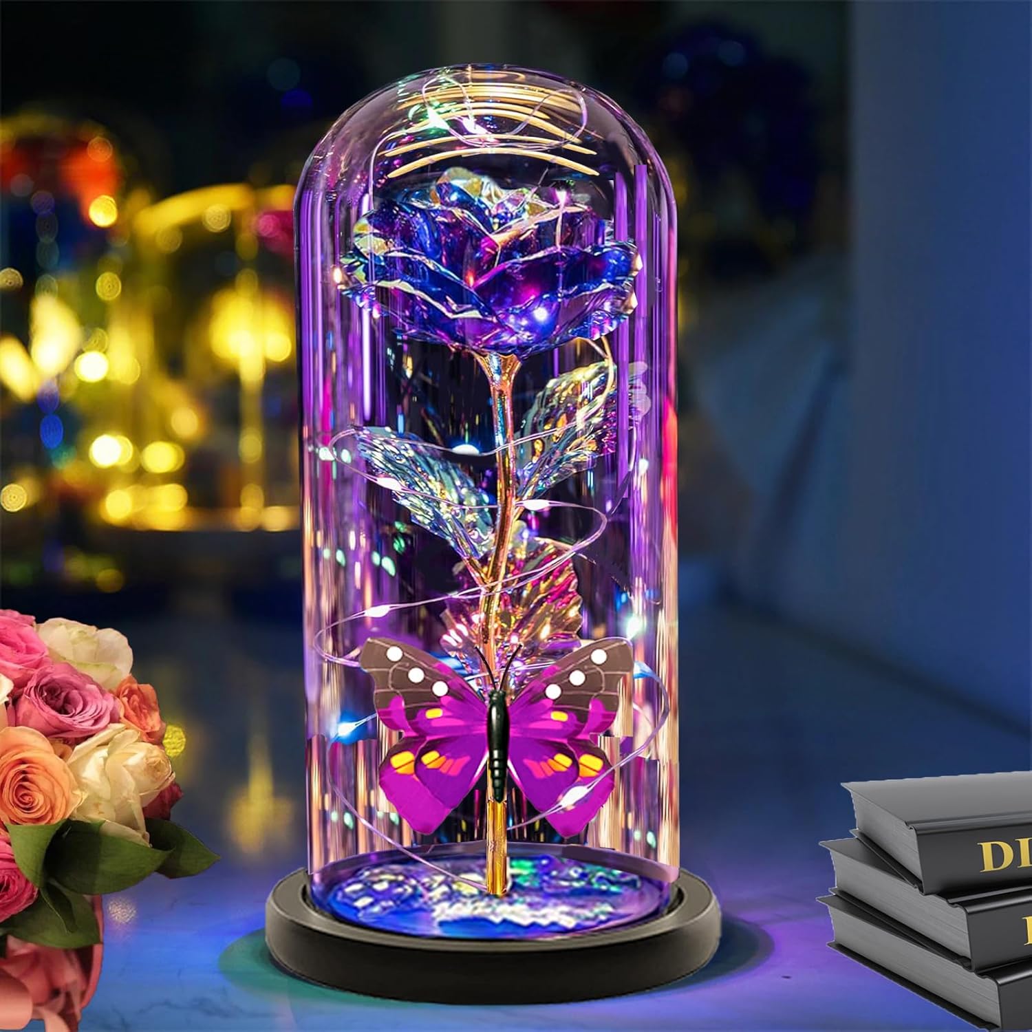 Galaxy Crystal Purple Rose - Magical Valentine's Gift 