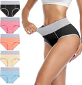 Wirapra Women's Cotton Underwear High Waist Stretch Briefs 5 Pack