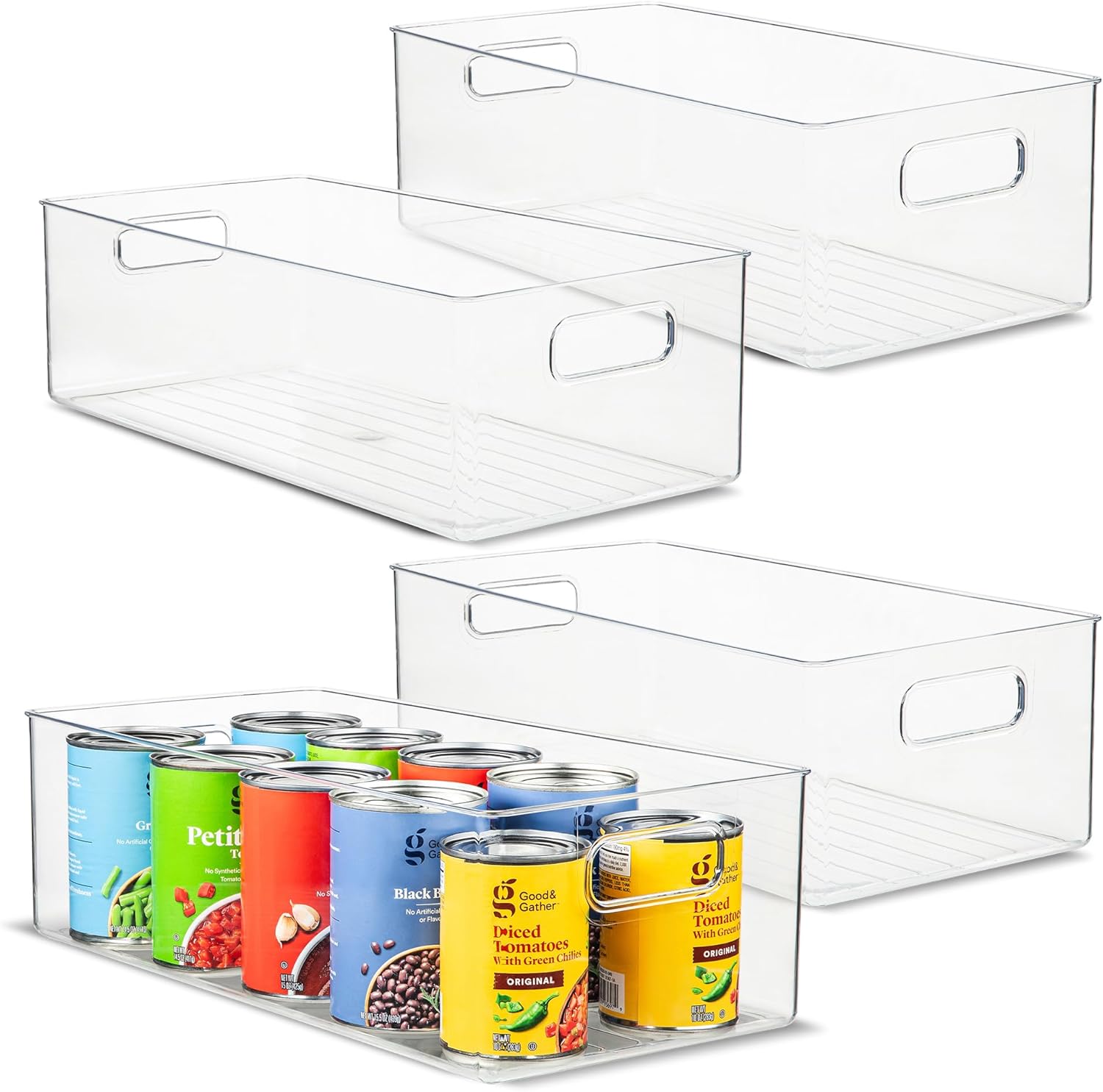 Plastic Food Storage Bins 4 Pack for Kitchen and Pantry Organization