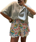 Women Y2K Short Sleeve Button Down Ribbed Knit Crop Cardigan - Cozy