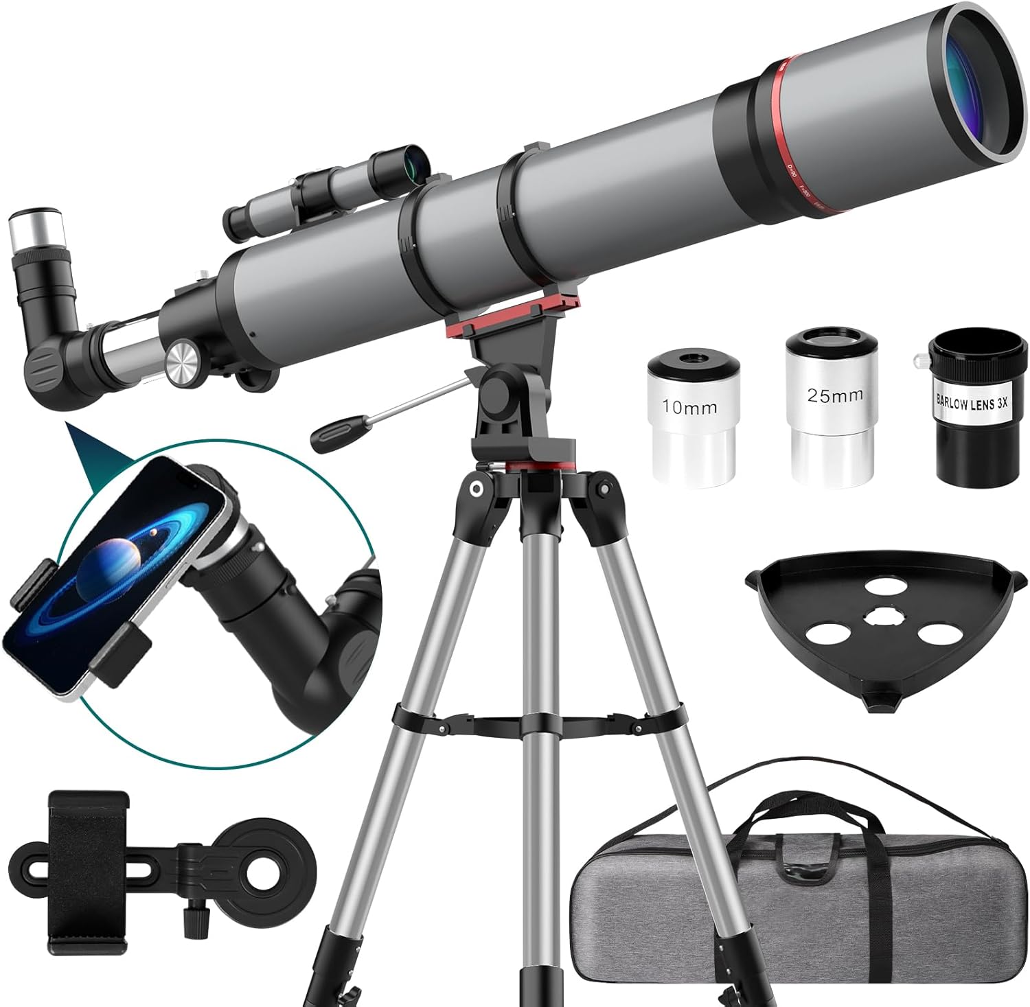 High Powered Telescope for Adults - 90mm Aperture Refractor