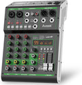 Audio Mixer 4 Channel DJ Mixer with USB/Bluetooth - Compact Recording
