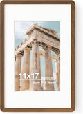 11x17 Picture Frame Solid Oak Wood Poster Frame with Mat - Sleek