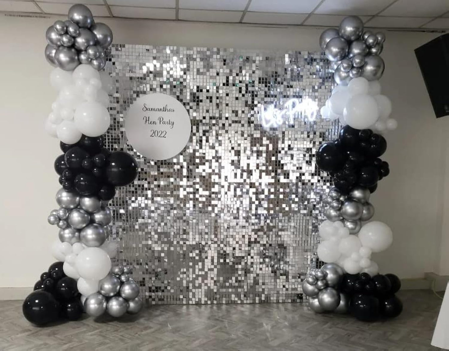 Shimmer Wall Backdrop - 24pcs Silver Decorations for Parties