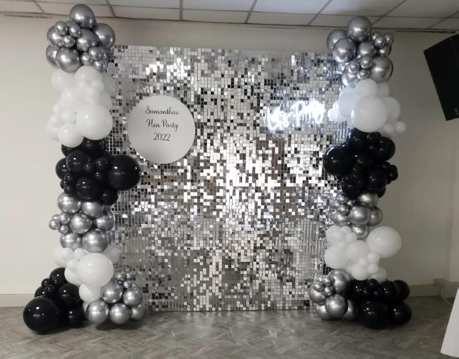 Shimmer Wall Backdrop - 24pcs Silver Decorations for Parties