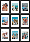 8x12 Picture Frames Set of 9 - Shatter Resistant Plexiglass, Black