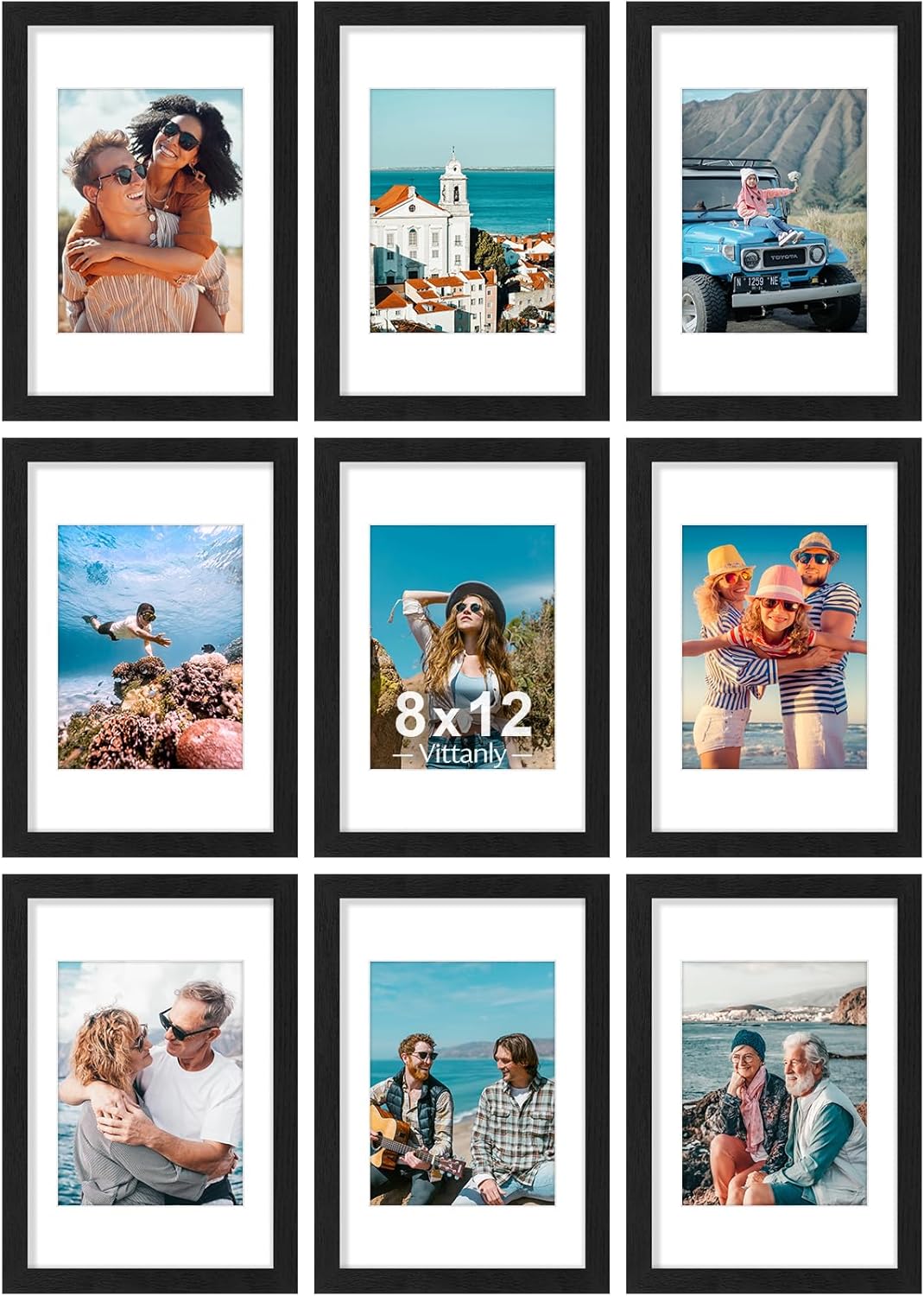 Vittanly 8x12 Picture Frames Set of 9 for Home Decor