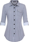 Womens Soft Knitted Roll Up Long Sleeve Button Down