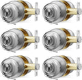 6 Pack Door Knob with Lock and Key - Keyed Different Brushed Nickel