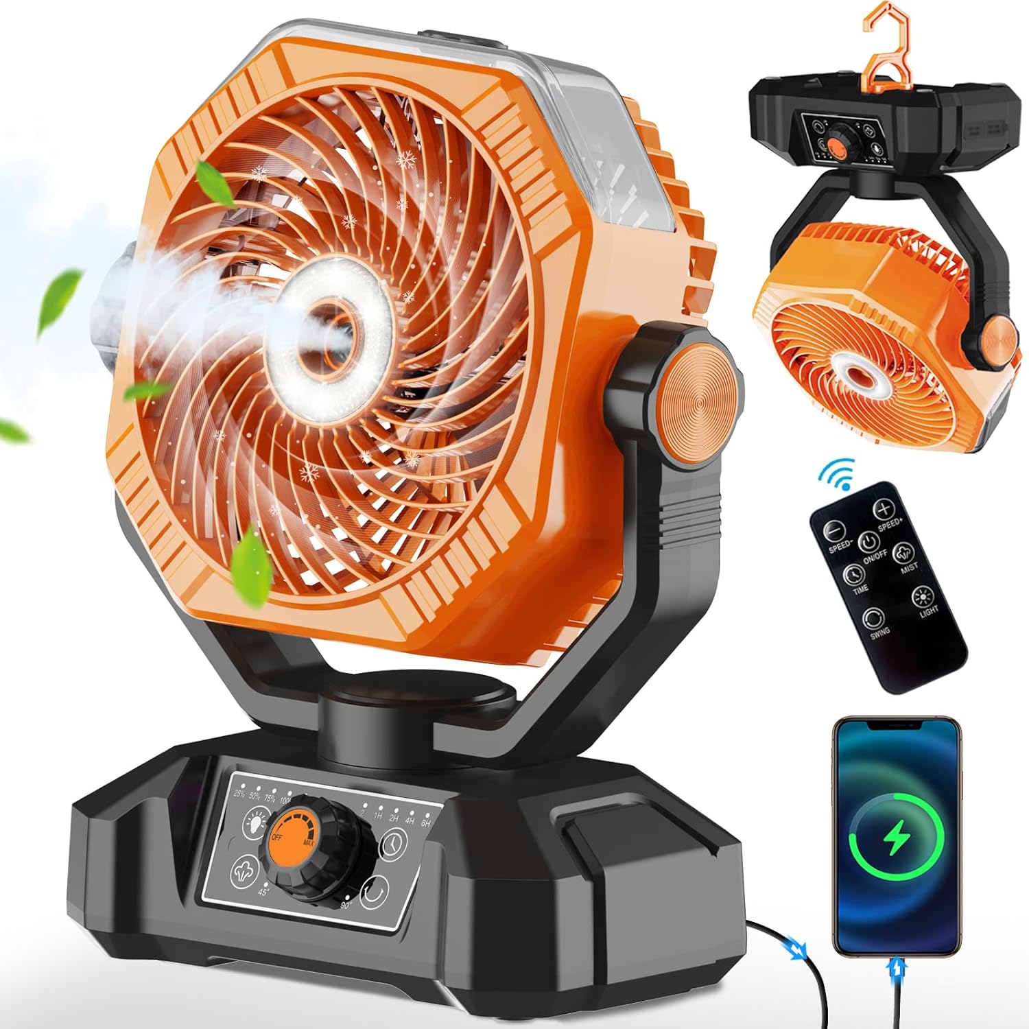 Portable Misting Fan with 20000mAh Battery for Outdoor Use