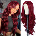 Red Body Wave Wig 13x4 Lace Front 26in Burgundy - Natural Look