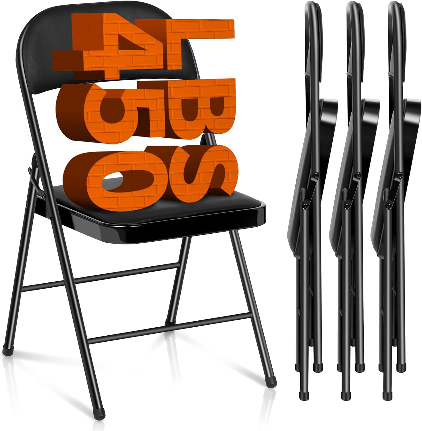 4-Pack Steel Frame Padded Chairs - 450 lb Capacity