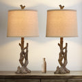 Rustic Farmhouse Table Lamp 23in with Oatmeal Shade - Retro Bedside