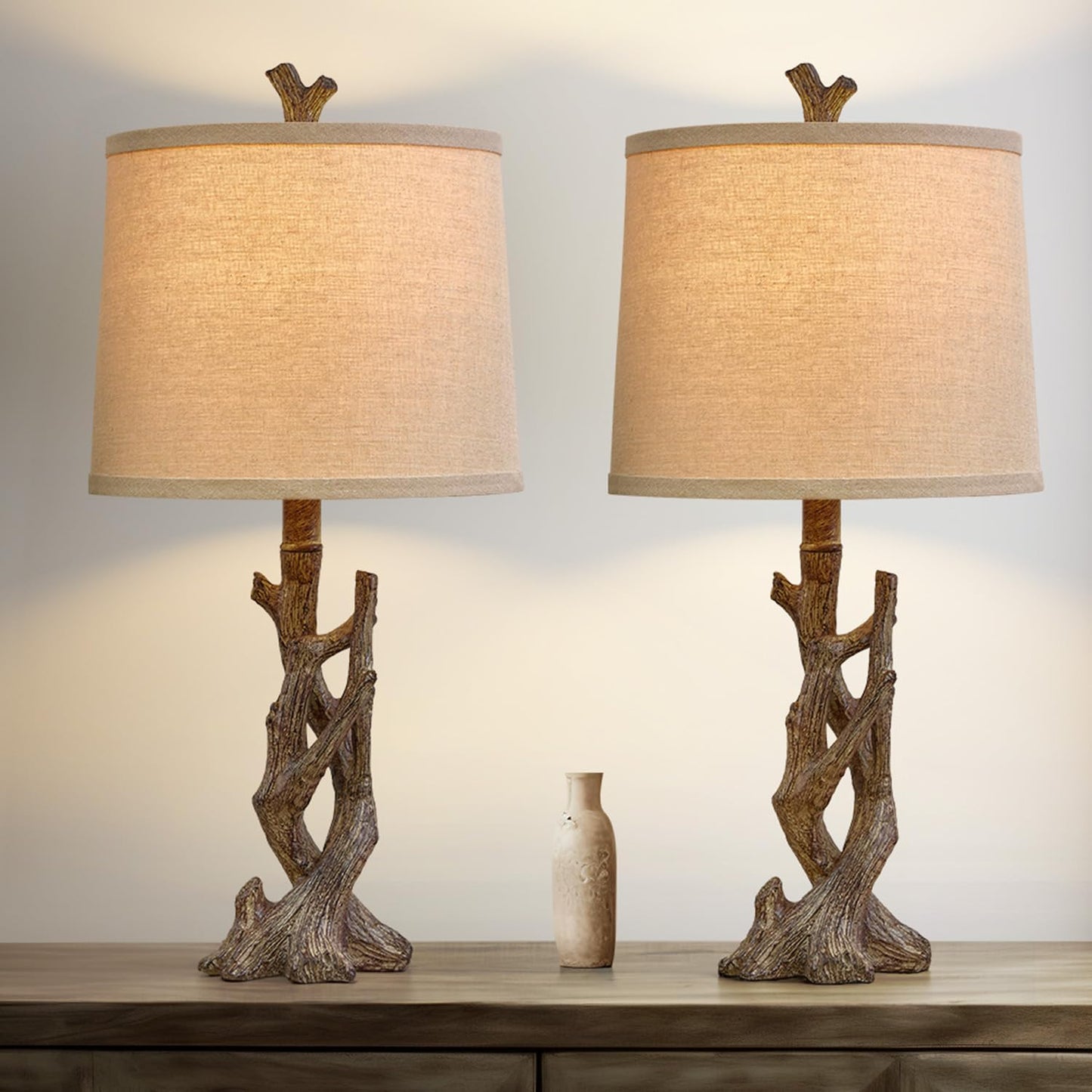 Rustic Farmhouse Table Lamp for Bedroom and Living Room Decor