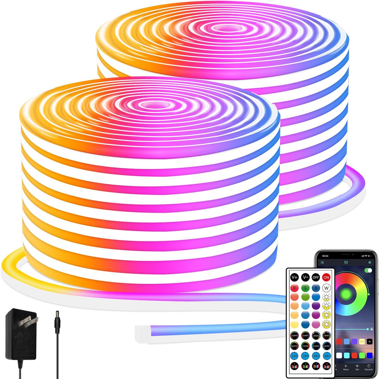 100Ft LED Rope Lights for Gaming and Bedroom Decor