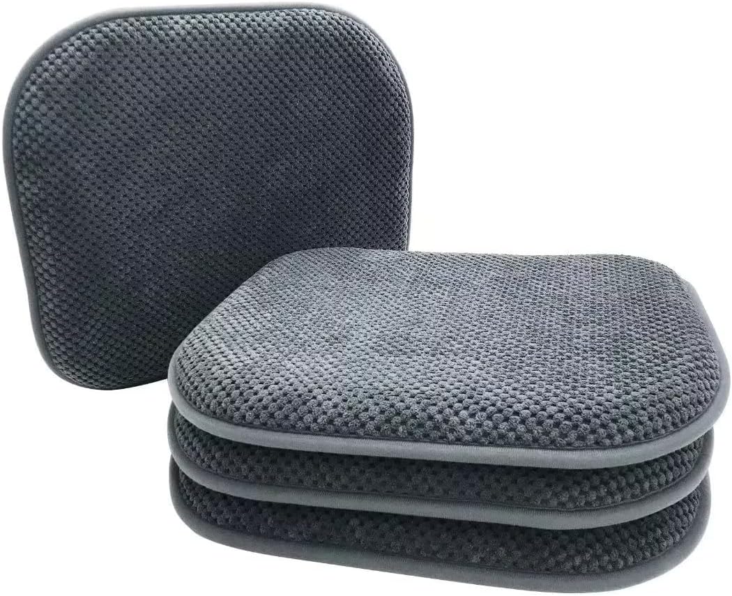 Grey Foam Seat Cushions for Dining Chairs Set of 4 Washable