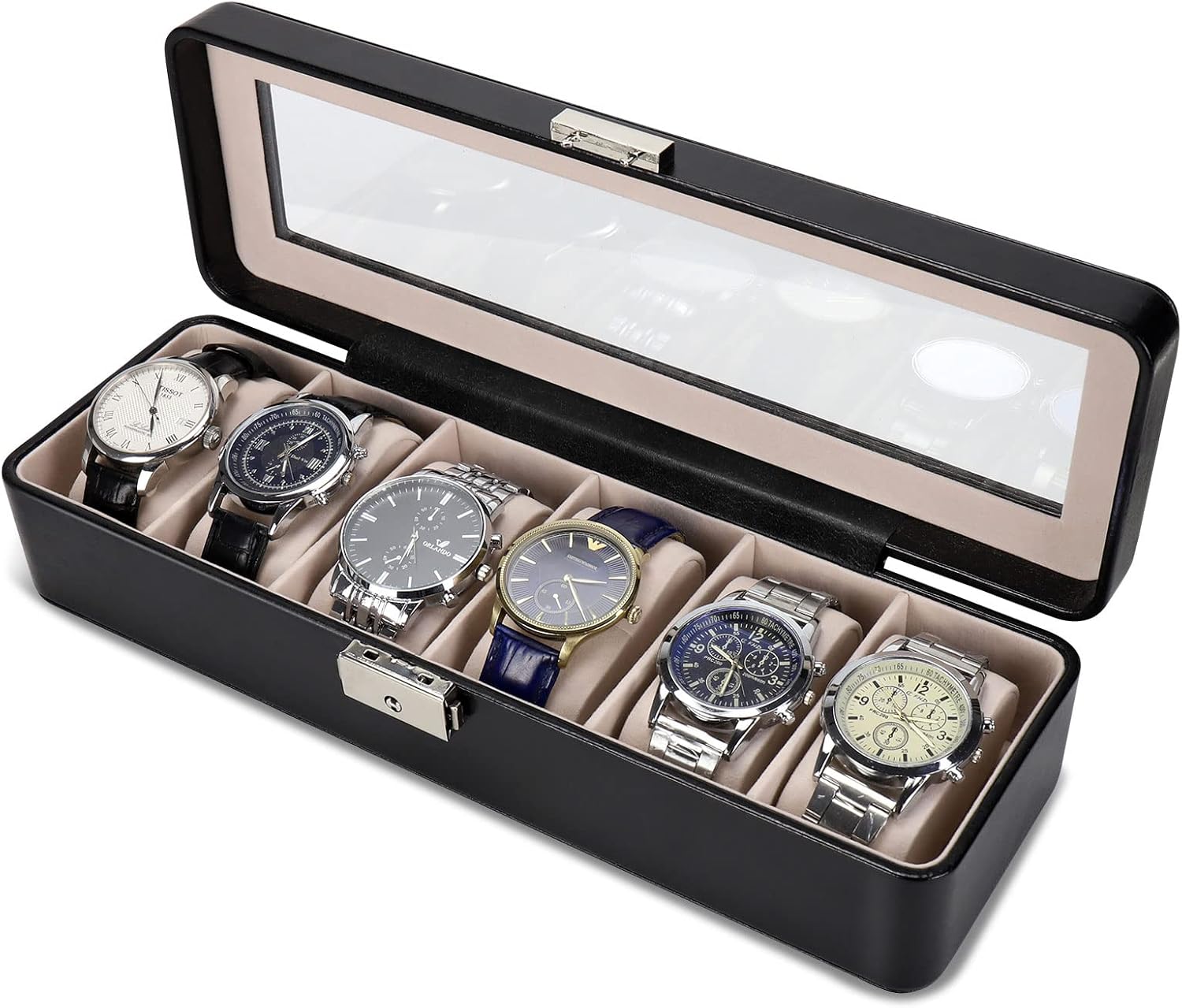 6-Slot Watch Box: Stylish Pu-Leather Organizer
