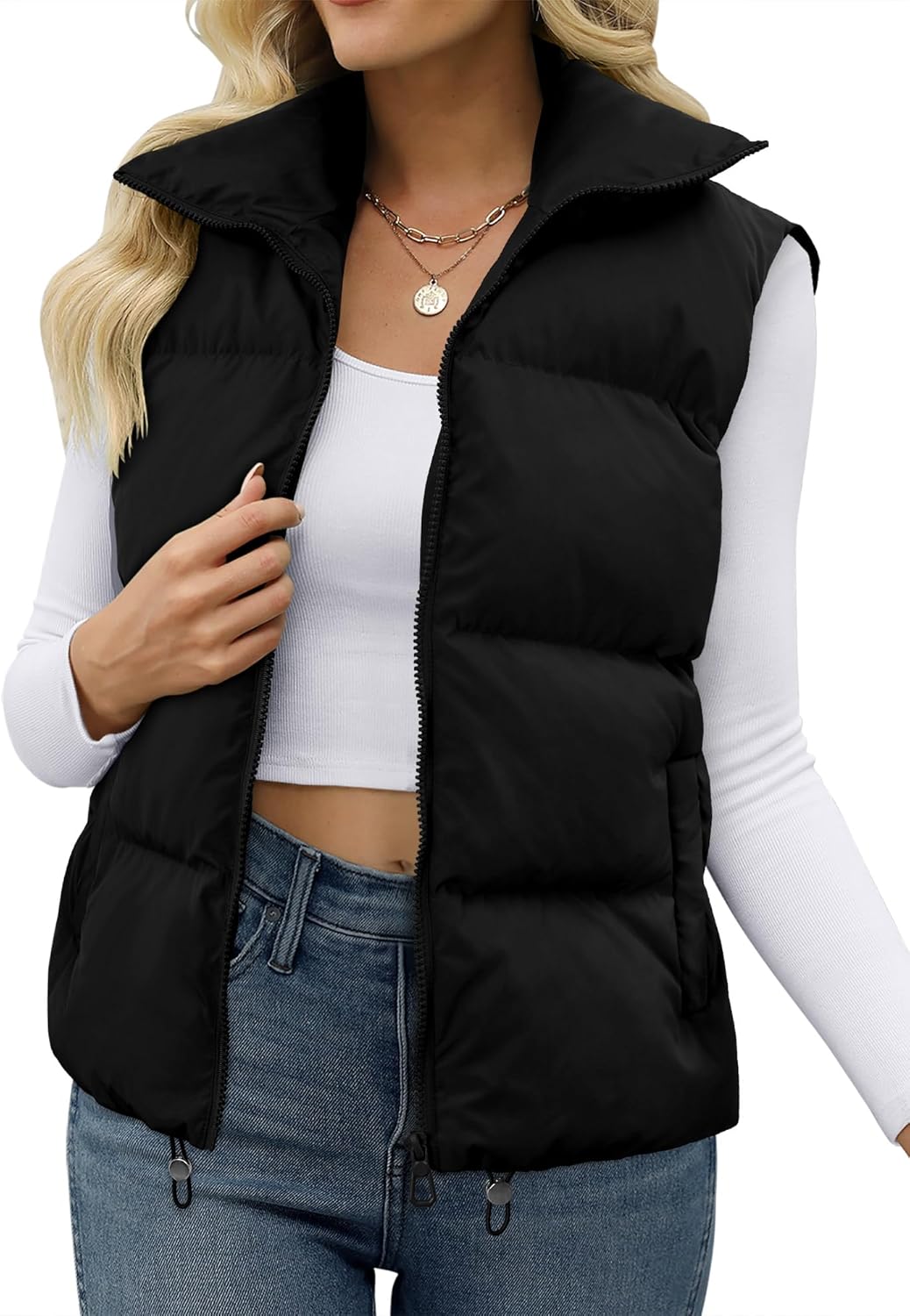 Women's Crop Puffer Vest Lightweight Sleeveless Jacket 2025
