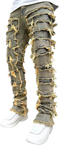 Stacked Jeans Men Skinny Ripped Denim Pants for Trendy Style