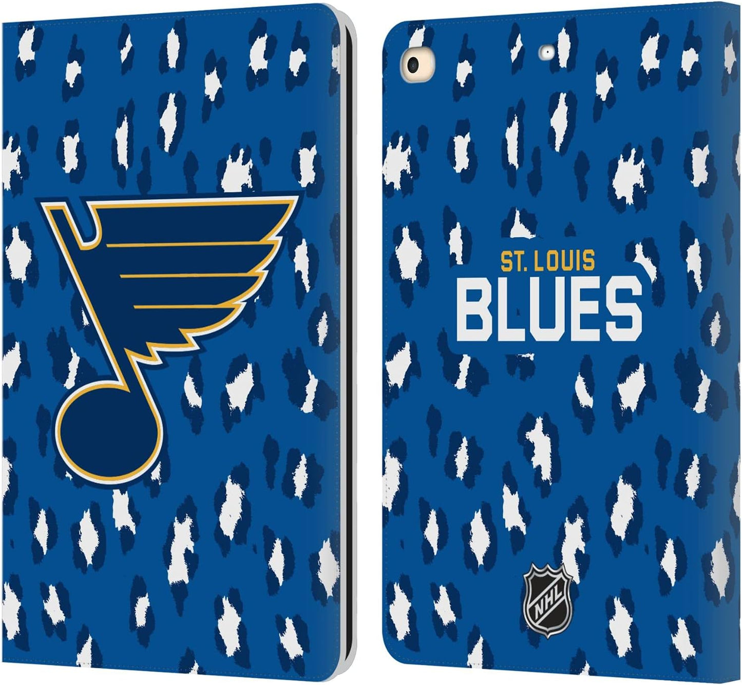 NHL Leopard Pattern St Louis Blues Leather Wallet Case for iPad
