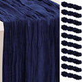 Navy Blue Cheesecloth Table Runner 35x120 in 10 Pack - Rustic Sheer