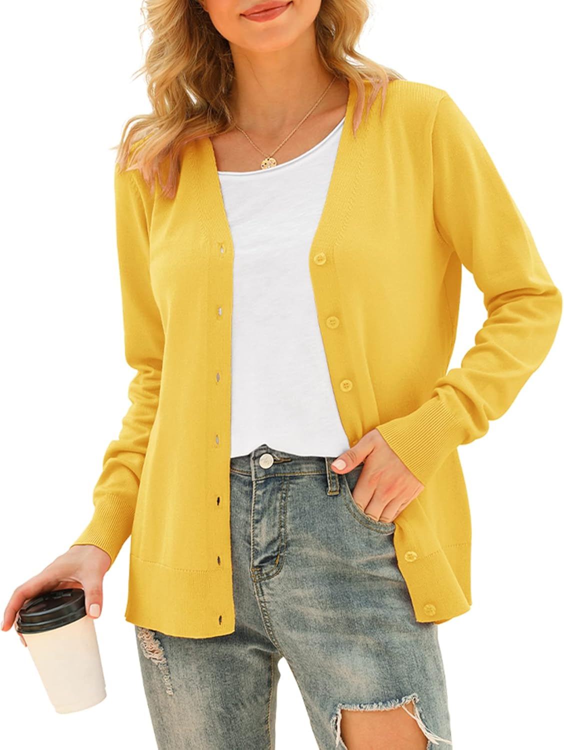 Stylish VIISHOW Women's V Neck Button Down Cardigan Sweater