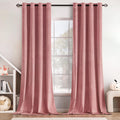 Blush Pink Velvet Blackout Curtains 52 x 84 in - Room Darkening