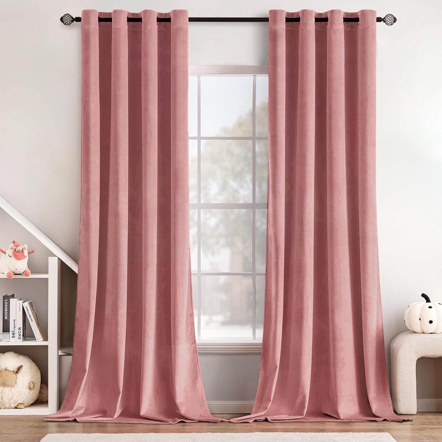 MIULEE Blush Pink Velvet Curtains for Room Darkening and Insulation