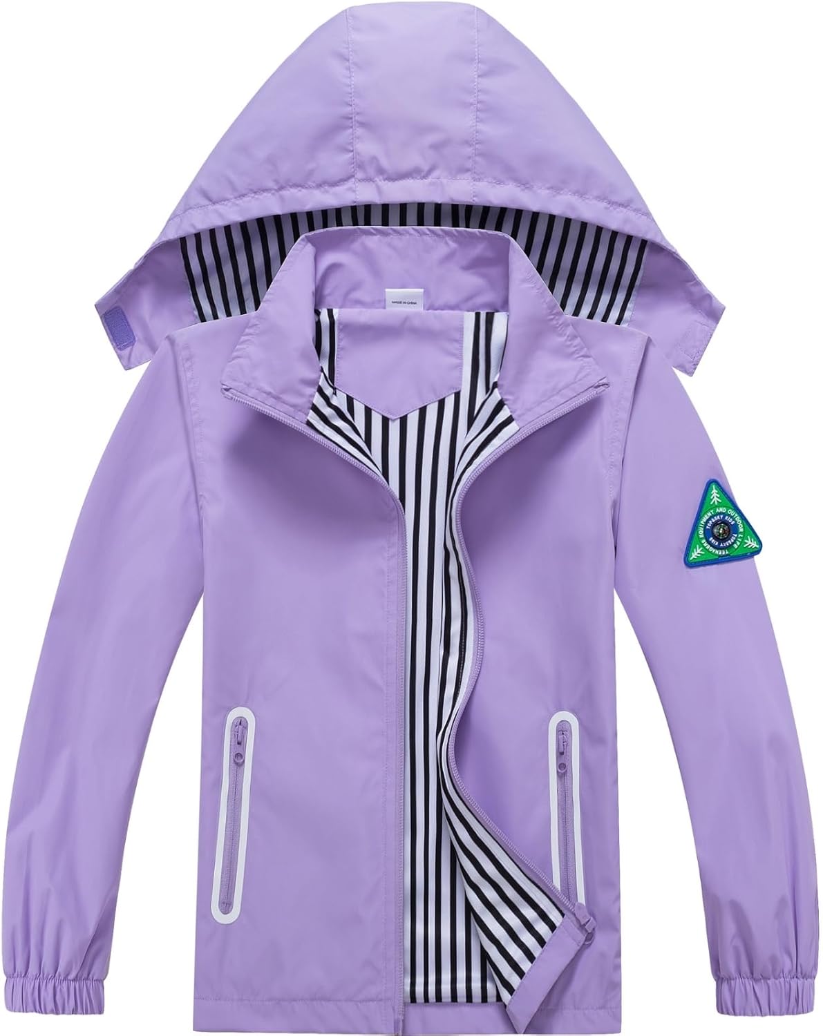 Boys Rain Jacket with Detachable Hood for Kids Adventure
