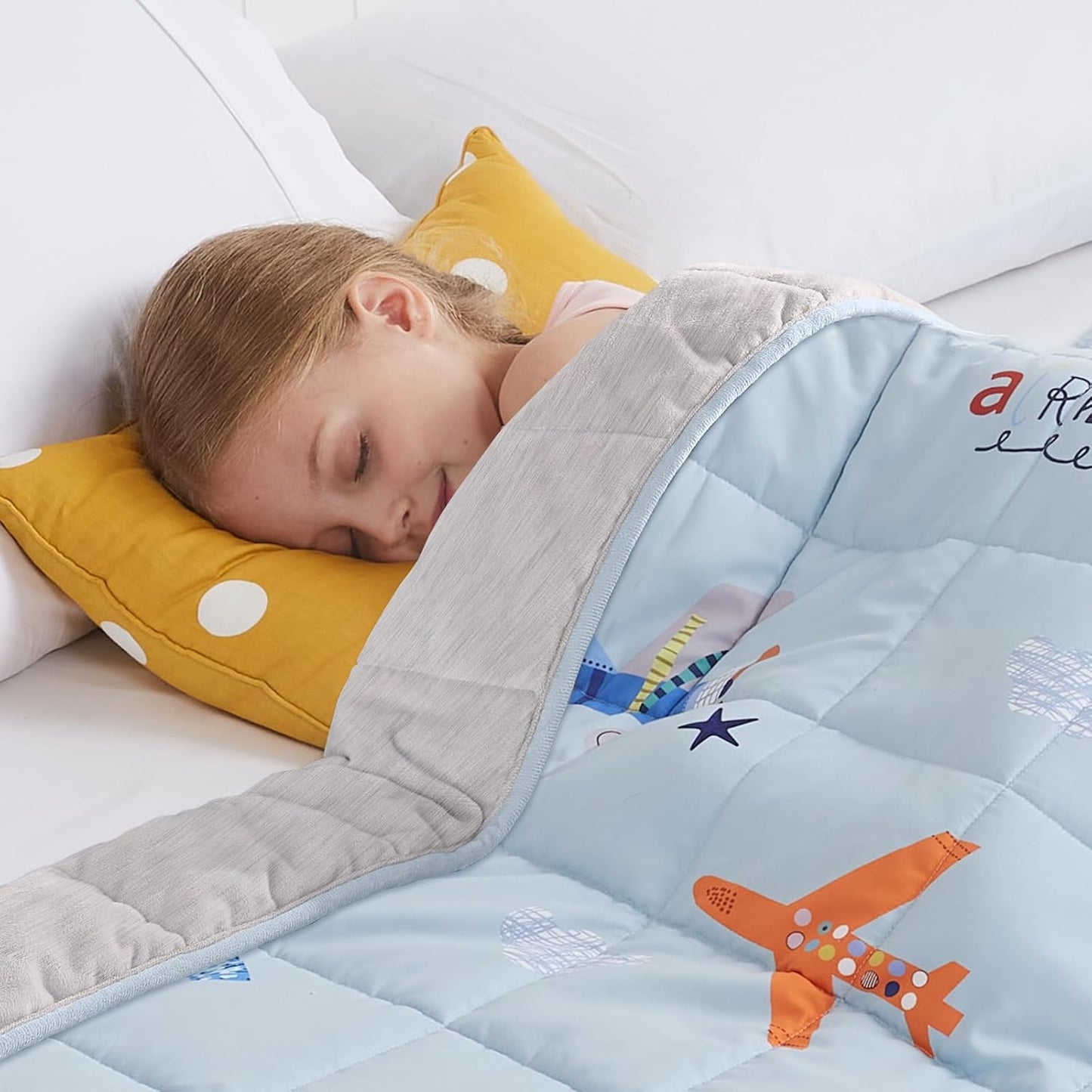 HOSUKKO Weighted Blanket - 5 lbs Cooling Blue Dinosaur Design