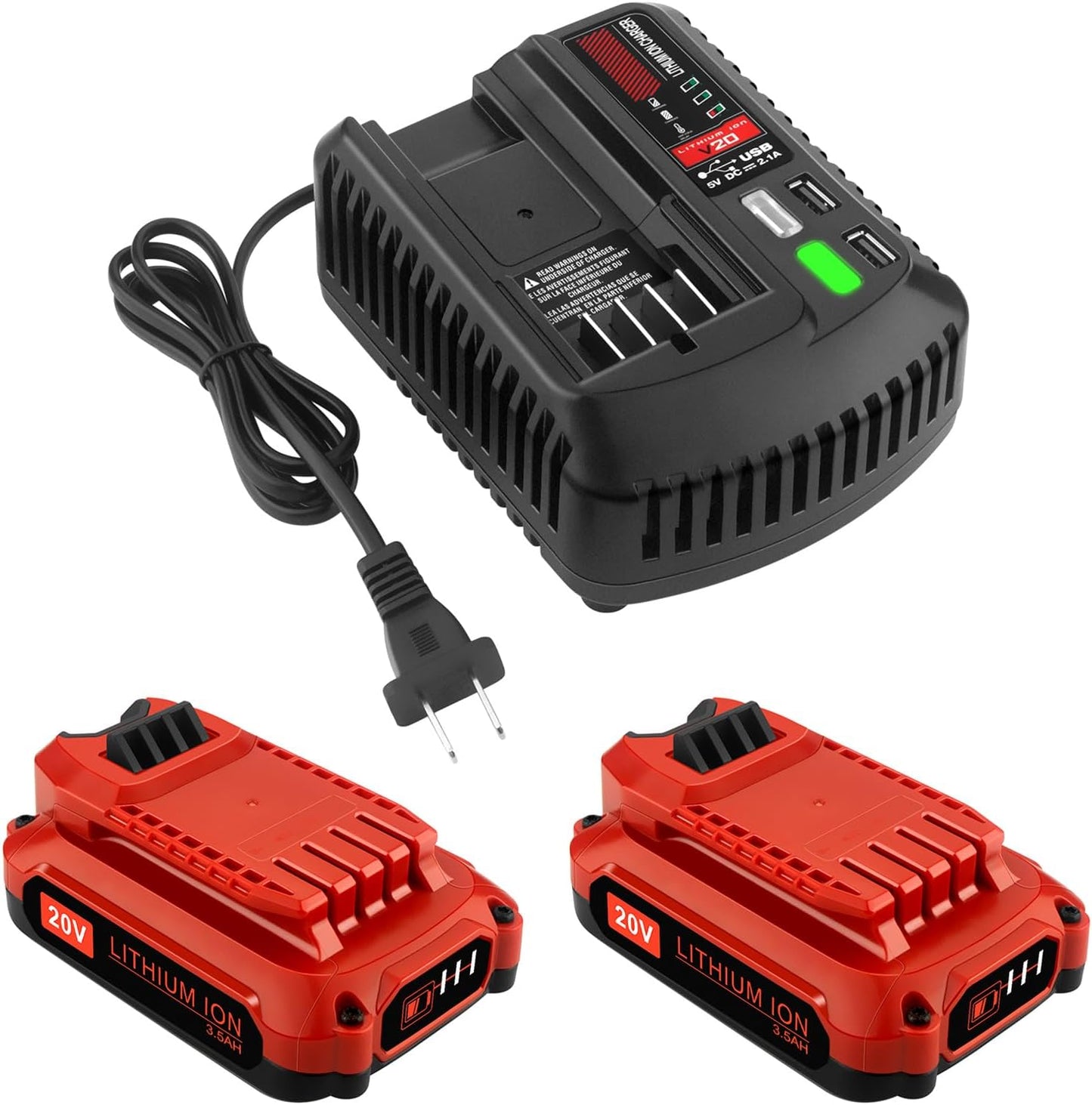 2Pack 20V 3.5Ah Replacement Lithium Battery and Charger Kit
