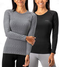 DEVOPS Women's 2 Pack Thermal Long Sleeve Baselayer Tops - Fleece